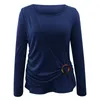 Women's T Shirts Spring And Autumn Round Collar Waist Fashion Long Sleeved Top Size Small Womens Tops