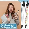 Stylo à bille de transfert de chaleur vierge, stylo à Sublimation avec film rétractable, Clip personnalisé blanc, fournitures scolaires et de bureau