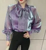 Vrouwen Blouses TFETTERS Merk Blouse Vrouwen 2024 Lente En Herfst Mode Lange Mouwen Tops Zachte Mesh Chiffon Shirt Kleding