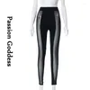 Leggings Femmes Femmes Sexy Femmes Transparent Streetwear Taille Haute Bas Ajustés Élastique Skinny Mesh Patchwork Été