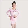 Stage Wear Rose Latin Dance Robe Filles Chacha Compétition Costume Off-Shoder Body Jupe Tango Salsa Danse Pratique DL10124 Drop Otxu9