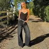 Kvinnors tankar Forrefair Spaghetti Rem Lace Patchwork Backless Bow Women Crop Top Sleeveless Fashion Slim Basic Going Out Streetwear Outfits