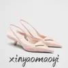 Klänningsskor Elegant Summer Triangle Brushed Leather Sandals Shoes for Women Slingback Pumpar Luxury Footwear Women High Heels Party Wedding 3CM 2024NewNew