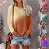 Damesmode Plus Size Herfst en Winter Losse ronde hals Casual TieDye Printing Pocket T-shirt met lange mouwen Dames S5XL 240129