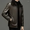 メンズジャケットウィンターファーカラーぬいぐるみと濃厚な快適な温かい革のジャケットトップコート