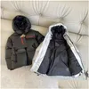 Abrigo de abajo Niños Puffer Abrigos con capucha Moda Invierno A prueba de viento Hooide Black Sier Chaquetas Niños Niñas Niños Outwear Girl Boy Remveable S Otykc