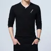 Heren Casual T-shirt Mode Slanke Lange Mouw V-hals Fitness T-shirts Tops Homme T-shirt Vriendje Gift Harajuku Streetwear 240202