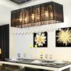 Ljuskronor modern rektangel design tyg lampskärm kristall ljuskrona e14 tänds hem dekoration belysning för matsal
