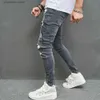 Calças de brim masculinas novos homens elegantes rasgados magros lápis calças de brim streetwear masculino hip hop buracos estiramento magro denim calças t240205