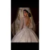 CRYSTAL BALL GOWN Dresses Scoop Neck Illusion Long Sleeves Wedding Dress Rhinestones Designer Brudklänningar
