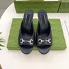 New Style High Heel Slippers With Diamond Buckle Designer Women Slippers Summer Patent Leather Sexy Fashion Sandals Thick Heel 8cm Comfortable Top Quality
