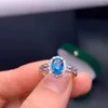 Cluster anéis boutique jóias 925 prata esterlina incrustada natural azul topázio gemstone menina anel mini moda cor profunda presente de aniversário da menina