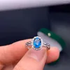 Pierścienie klastra Butikowa biżuteria 925 Srebrny Srebrny Inkrustowany Natural Blue Topaz Cieszonka Pierścień Mini Fash