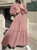 Etniska kläder zanzea mode kvinnor elegant solid dubai kalkon abaya sundress hijab muslimska ruffles klänning hösten långärmad maxi