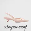 Klänningsskor Elegant Summer Triangle Brushed Leather Sandals Shoes for Women Slingback Pumpar Luxury Footwear Women High Heels Party Wedding 3CM 2024NewNew