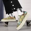 2023 Fashion Printed Mens Canvas Sneakers Breathable Flat Skateboarding Shoes Men Nonslip Sports Zapatillas De Skate 240202