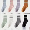 Sports Socks Al-08 Woman Pilates Yoga Cotton Mid-tube Botten Professional Non-Slip Sile Inomhus Fitness Gym Golvdans Drop Delivery O OTDPL