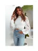 Women's Polos Sexy Long Sleeve Lace Blouse Women Tops Casual White Crochet Hollow Out Cropped Shirt Turtleneck Female Blusas 16296