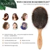 Boar Brestle Hair Brush Peine Oak Wood Cam för kvinnor Hårstyling hårbotten Massage Hairbrush Salon de Beaute Barber Accessories 240117