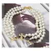 Pendant Necklaces Designer Mtilayer Pearl Rhinestone Orbit Necklace Clavicle Chain Baroque For Women Jewelry Gift Drop Delivery Pendan Otzl2