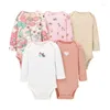 Rompers 3/4/5 bitar/packar baby bodysuits 2024 Autumn Quality Girl Clothes Cotton Longeple Bebe Boys Clothing Jumpsuit