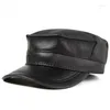 Ball Caps 2024 Wholesale Spring Autumn Thermal Genuine Leather Hats Woman Cap Cadet Man Military Hat Cowhide