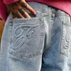 Jeans pour hommes High Street Y2K Industrie lourde Denim lavé et pressé Pantalon tube droit ample Casual Polyvalent Tendance Hip Hop