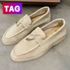 Mocassini firmati Scarpe Loro Donna Uomo Sneaker casual Ciondoli estivi Walker Suola bianca Mocassino in pelle scamosciata Tricolore Barca in polvere Scarpe da donna da uomo Chaussure