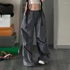 Calças femininas retro baggy hip-hop esportes dança casual de cintura alta solta sweatpants macacão reto y2k