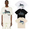 Lyx märke topp hantverk rhude mäns t-shirt sommar modedesigner t-shirt street casual short hylsa strandstil t-shirt all bomull tryckt skjorta