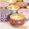 Candele Candela profumata Fiore vintage Barattoli di fragranza Perd Limone Lavanda Sapore di fico Spezie Cera di soia Aromaterapia Olio essenziale di piante Dhzed