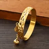 Bangle 2Pcs 45mm Gold Color Bell Heart Baby Bracelet High Quality Kids Bangles Simple Trendy Jewelry Mideast Arab Africa Gift