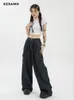 Autumn Women Harajuku Cargo Baggy Blue Jeans Streetwear Hip Hop Oversize Casual Wide Leg Vintage Demin Pants Y2k Loose Trousers 240201