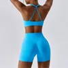 アクティブセットシームレスヨガ2二枚セット女性ワークアウト女性フィットネス衣装トップスポーツブラレギング