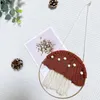 Tapestries Bohemian Braided Mushroom Tapestry Hand Woven Round Ring Wood Beads Tassels Hanging Pendants Home Crafts Decoration