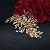 Başlıklar el yapımı altın gümüş renkli düğün saç aksesuarları kristal kadın taraklar gelin kafa bandı kafa takı yaprakları