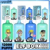 Elf Box 12000 Puff Disposable Vape Mesh Coil 12K Puff Disposable Electronic Cigarette 25 ml Falls Vagnar Justerbart luftflöde Vape Intelligent Display.