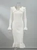 Kobiety elegancka potargana sukienka w swetrze seksowny guzik z długim rękawem szczupły dzianiny sukienki midi jesienne zimowe impreza vintage vestido 240123