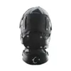 SM Leather Padded Hood Blindfold With Lock Head Harness Mask Fetish Slave BDSM Bondage Erotic Sex Toy Couples Cosplay Party Mask 240130