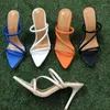 Hausschuhe Niedrige Schuhe Frau 2024 Dünne Fersen Peep Toe Gummi Flip-Flops Mit Hohen Absätzen Maultiere Weibliche Hawaiian Hohe Rom PU stoff Rutschen