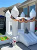 حفل زفاف عيد ميلاد منزل ترتد أبيض قابل للنفخ مع حفرة الكرة وشريحة الحندس القفز القفز للأطفال 240127