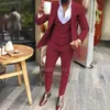 Fashion Champagne Male Suits Slim Fit Notched Awed 3 Pieces Men pour le mariage BlazeVestpants Costume Homme 240201