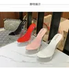 スリッパ女性サンダルメ​​スモデルTSTATIONCATWALKセクシーなクリスタル透明な靴