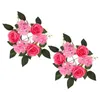 Decorative Flowers 2 Pcs Holders Artificial Candlestick Garland Wreath For Pillars Flower Wreaths Rings Wedding Spring Table Centerpiece