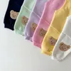 Spring Kid Cute Bear Tracksuit Boy Girl Children Cartoon Cotton Topssolid Pants 2PS Fashion Baby Brodery Sweatshirt Set 240202