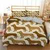 Tecknad Dachshund sängkläder set söt korv hund täcke täcker husdjur valp tryckt tröstare djur polyester täcke 240131