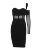 Casual Dresses Wannathis One Shoulder Dress Women Black Mesh Ruched Prom Party Nightclub Corset Bodycon Sexig Fashion Streetwear Clothing