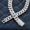 20mm Moissanite Baguette Miami Cuban Link Chain Necklace 925 Sterling Silver Men's Vvs Moissanite Cuban Link Chain