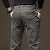 2023 Autumn Winter High Quality Pants Men Elastic Waist Slim Thick Coffee Twill Brand Cargo Trousers Male Plus Size 2838 240129