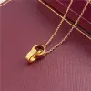 2024choker womens necklace love jewelry gold pendant dual ring stainless steel jewlery fashion oval interlocking rings Clavicular chain necklaces designer gifs